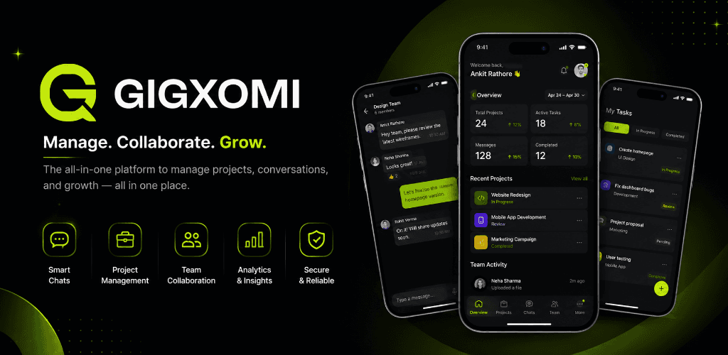 Gigxomi mobile workspace overview