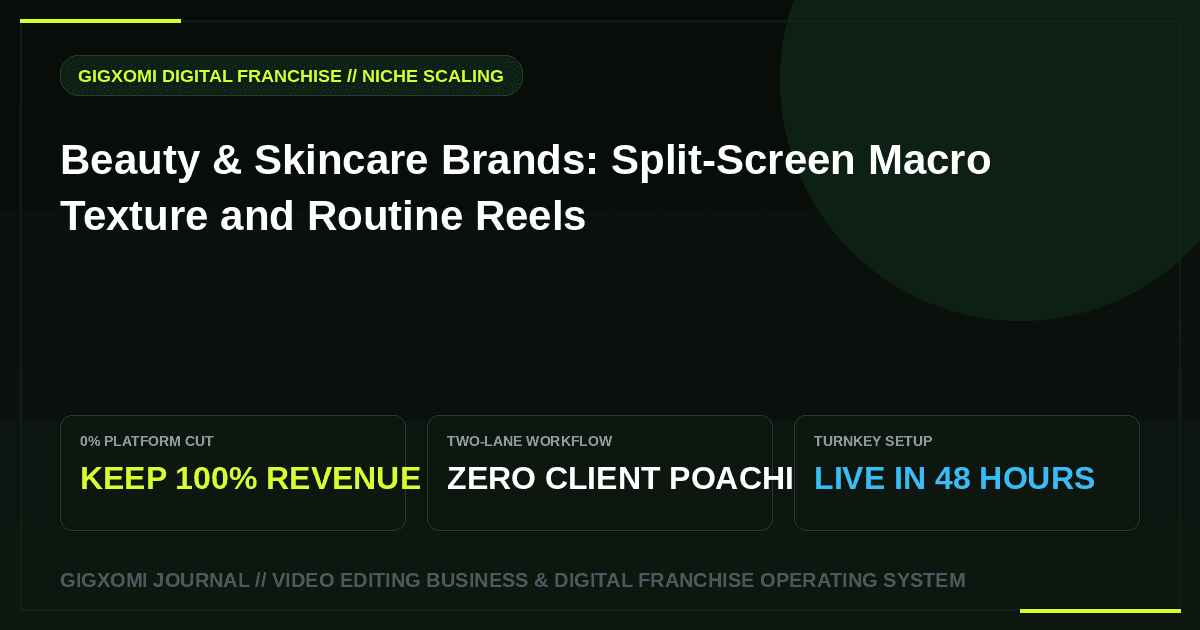 Beauty & Skincare Brands: Split-Screen Macro Texture and Routine Reels
