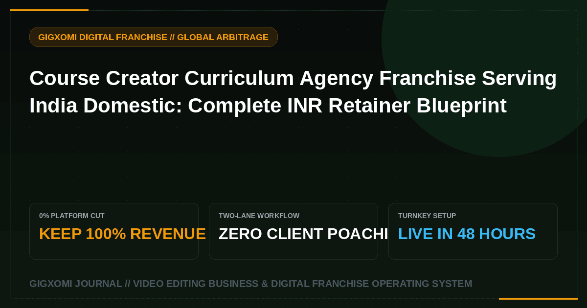 Course Creator Curriculum Agency Franchise Serving India Domestic: Complete INR Retainer Blueprint