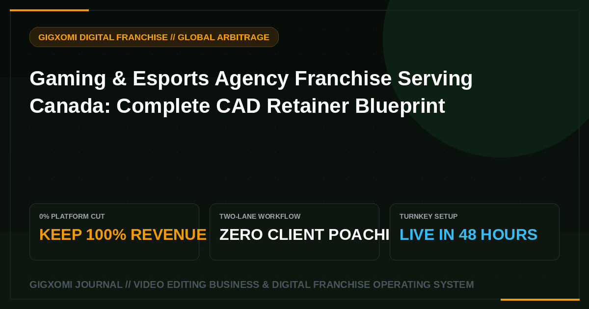 Gaming & Esports Agency Franchise Serving Canada: Complete CAD Retainer Blueprint