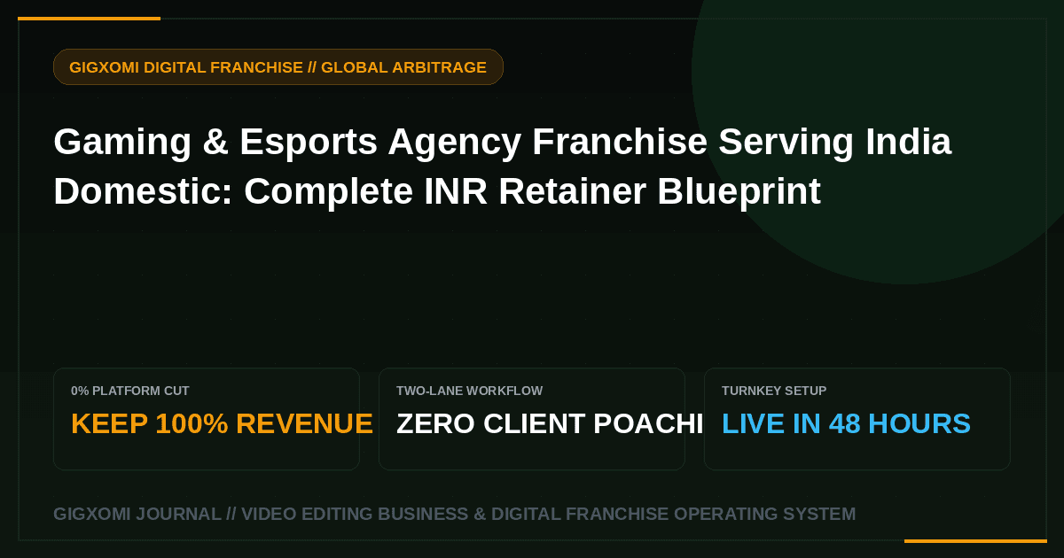 Gaming & Esports Agency Franchise Serving India Domestic: Complete INR Retainer Blueprint