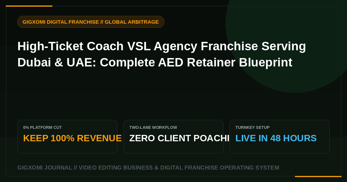 High-Ticket Coach VSL Agency Franchise Serving Dubai & UAE: Complete AED Retainer Blueprint