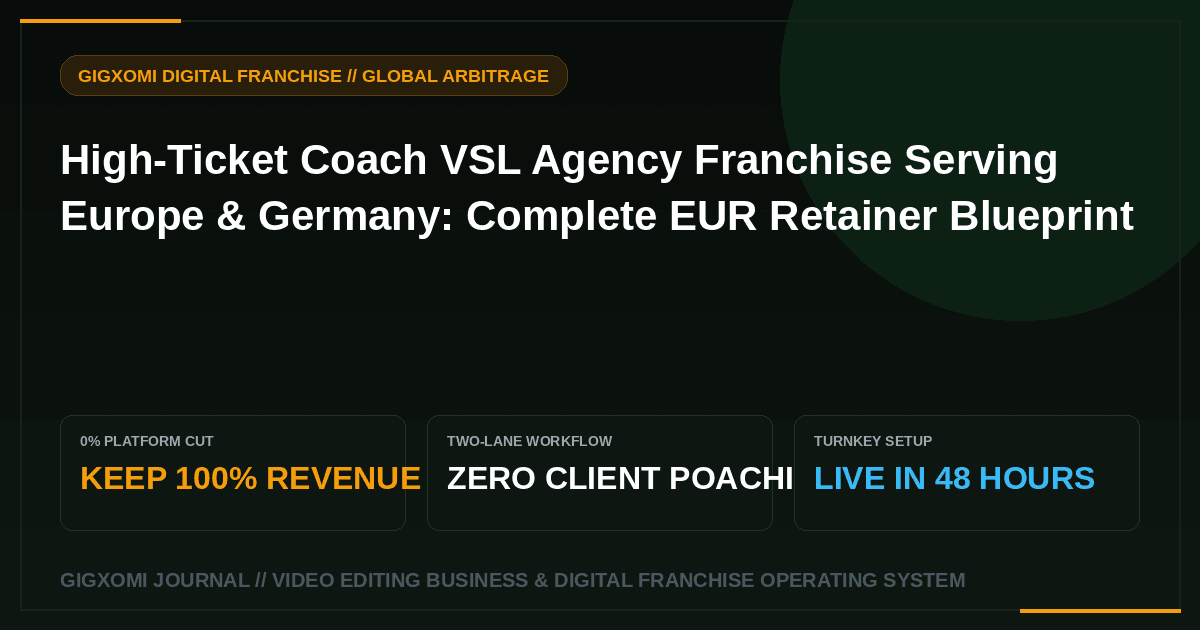 High-Ticket Coach VSL Agency Franchise Serving Europe & Germany: Complete EUR Retainer Blueprint