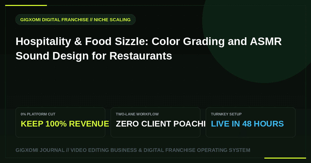 Hospitality & Food Sizzle: Color Grading and ASMR Sound Design for Restaurants