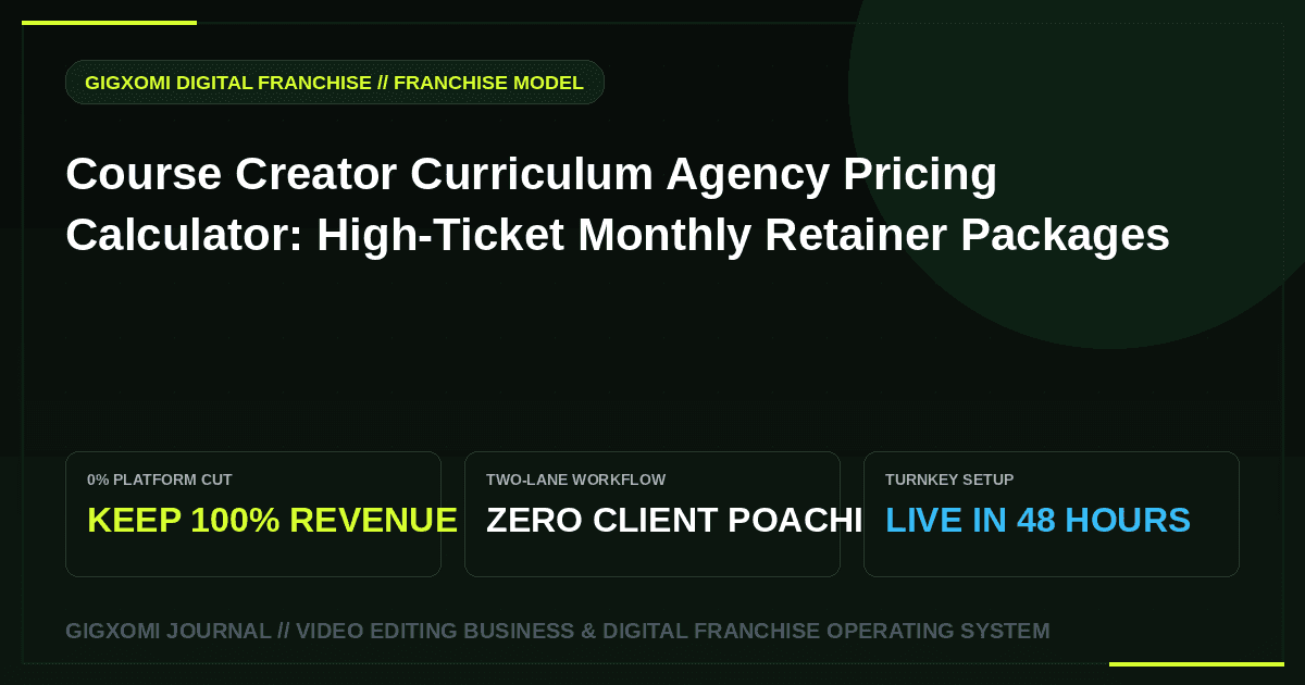 Course Creator Curriculum Agency Pricing Calculator: High-Ticket Monthly Retainer Packages