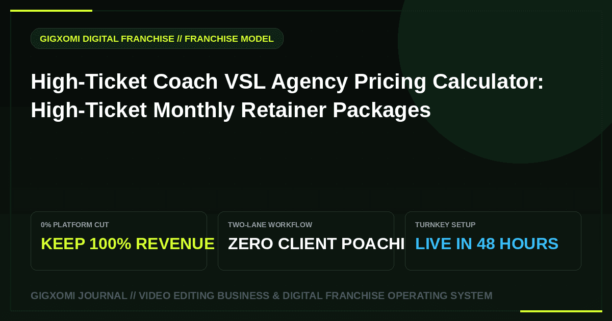 High-Ticket Coach VSL Agency Pricing Calculator: High-Ticket Monthly Retainer Packages