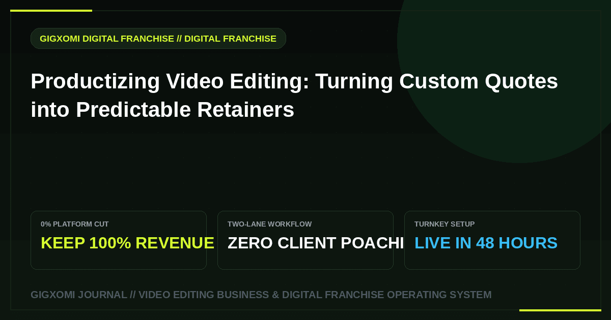 Productizing Video Editing: Turning Custom Quotes into Predictable Retainers