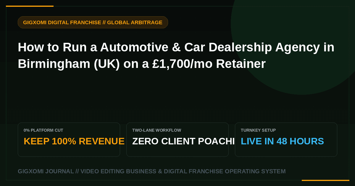 How to Run a Automotive & Car Dealership Agency in Birmingham (UK) on a £1,700/mo Retainer