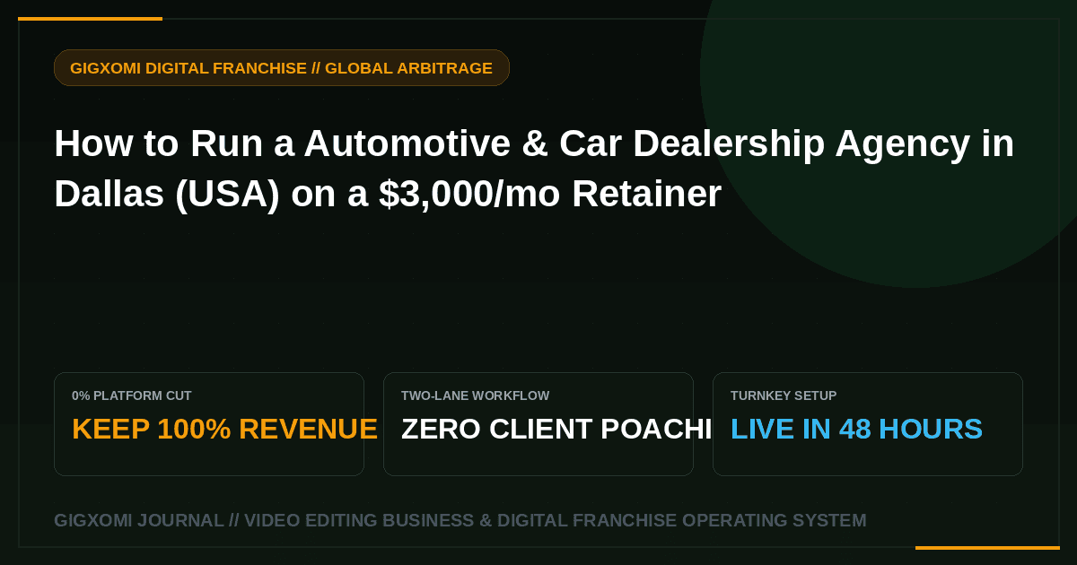 How to Run a Automotive & Car Dealership Agency in Dallas (USA) on a $3,000/mo Retainer