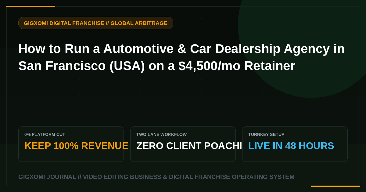 How to Run a Automotive & Car Dealership Agency in San Francisco (USA) on a $4,500/mo Retainer
