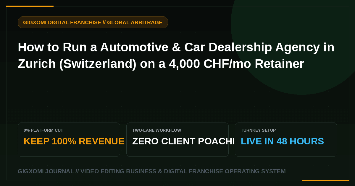 How to Run a Automotive & Car Dealership Agency in Zurich (Switzerland) on a 4,000 CHF/mo Retainer