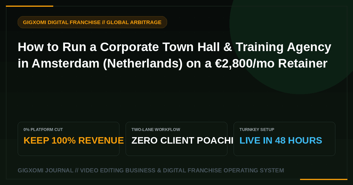 How to Run a Corporate Town Hall & Training Agency in Amsterdam (Netherlands) on a €2,800/mo Retainer
