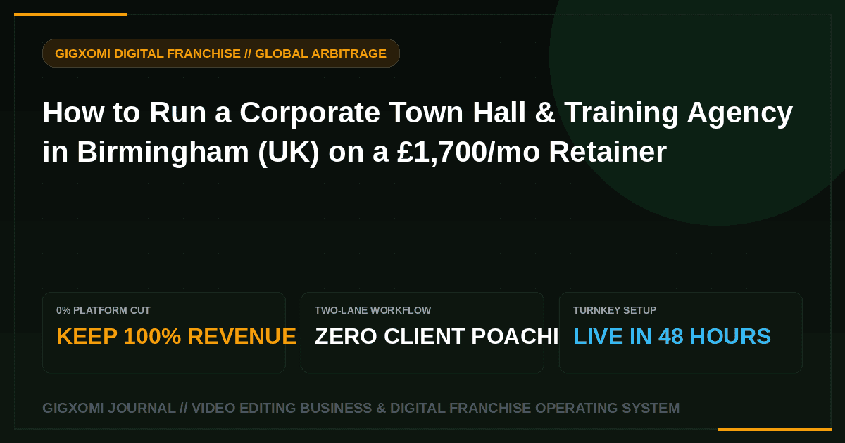 How to Run a Corporate Town Hall & Training Agency in Birmingham (UK) on a £1,700/mo Retainer