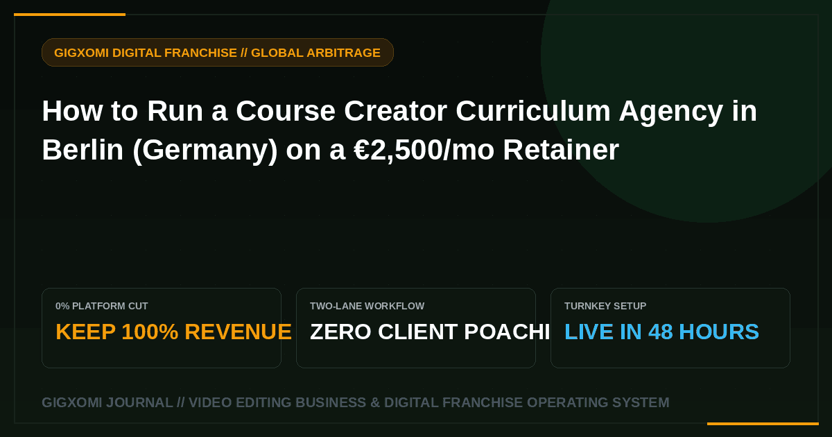 How to Run a Course Creator Curriculum Agency in Berlin (Germany) on a €2,500/mo Retainer