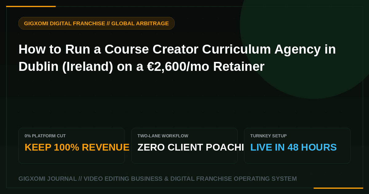 How to Run a Course Creator Curriculum Agency in Dublin (Ireland) on a €2,600/mo Retainer