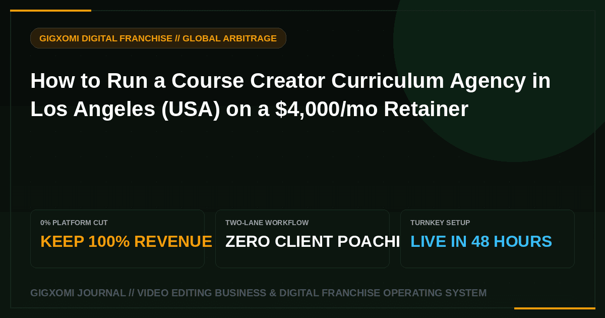 How to Run a Course Creator Curriculum Agency in Los Angeles (USA) on a $4,000/mo Retainer