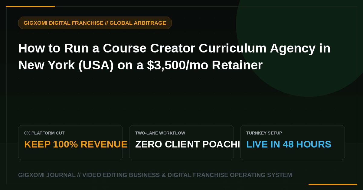 How to Run a Course Creator Curriculum Agency in New York (USA) on a $3,500/mo Retainer