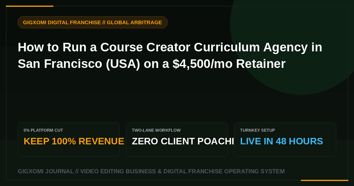 How to Run a Course Creator Curriculum Agency in San Francisco (USA) on a $4,500/mo Retainer