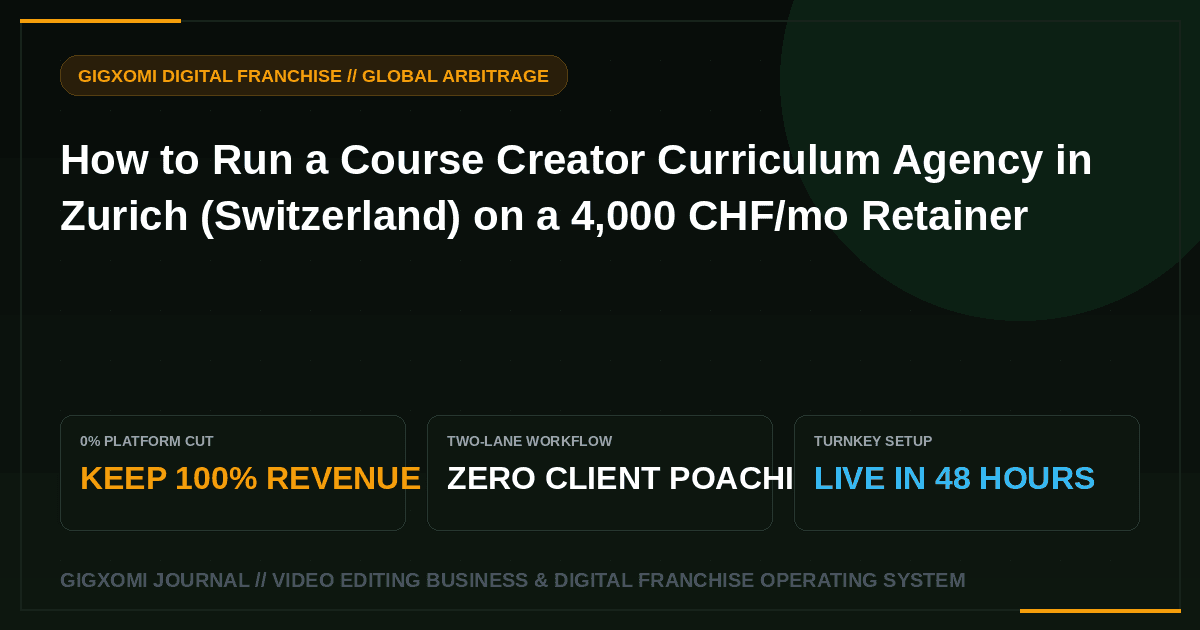 How to Run a Course Creator Curriculum Agency in Zurich (Switzerland) on a 4,000 CHF/mo Retainer