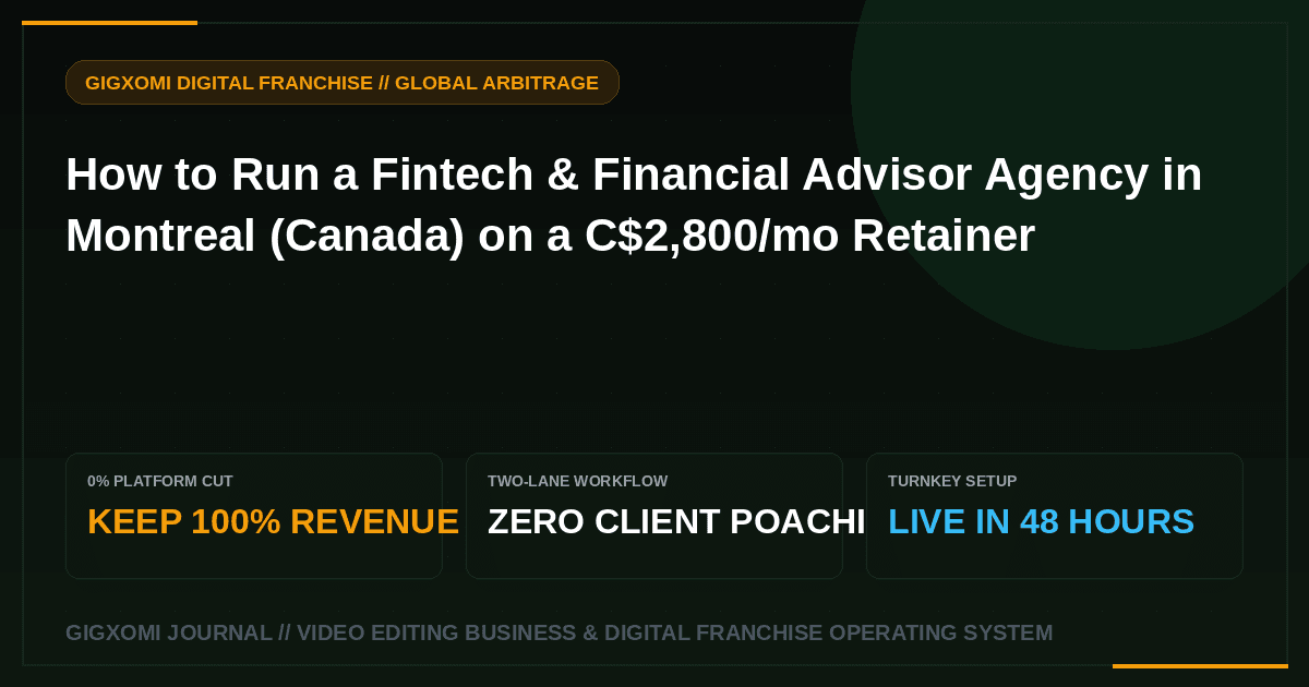 How to Run a Fintech & Financial Advisor Agency in Montreal (Canada) on a C$2,800/mo Retainer