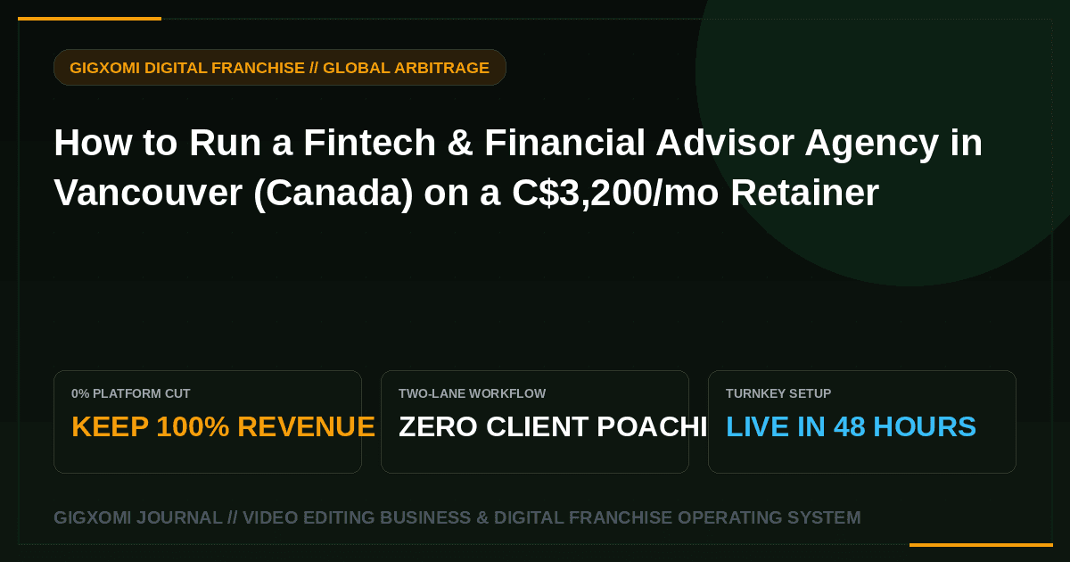 How to Run a Fintech & Financial Advisor Agency in Vancouver (Canada) on a C$3,200/mo Retainer