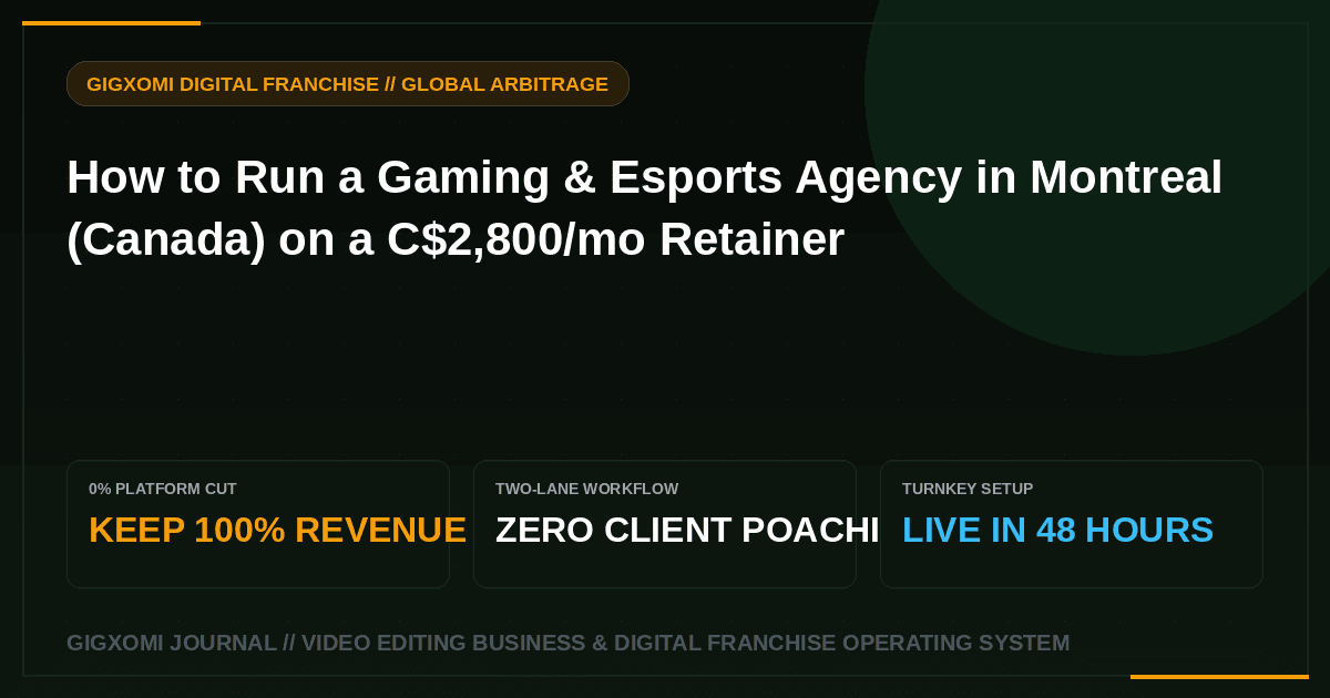 How to Run a Gaming & Esports Agency in Montreal (Canada) on a C$2,800/mo Retainer