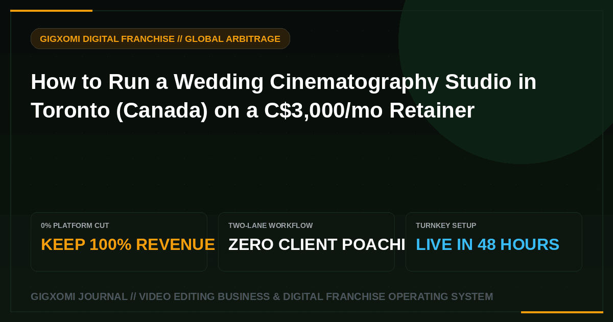 How to Run a Wedding Cinematography Studio in Toronto (Canada) on a C$3,000/mo Retainer