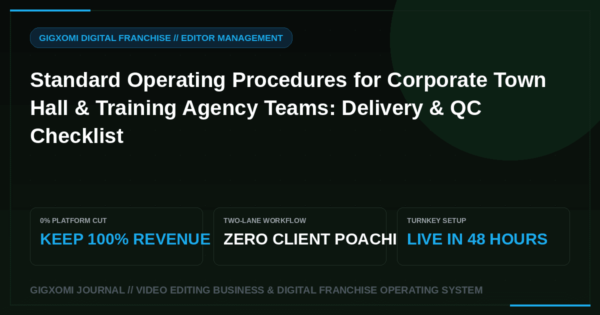 Standard Operating Procedures for Corporate Town Hall & Training Agency Teams: Delivery & QC Checklist
