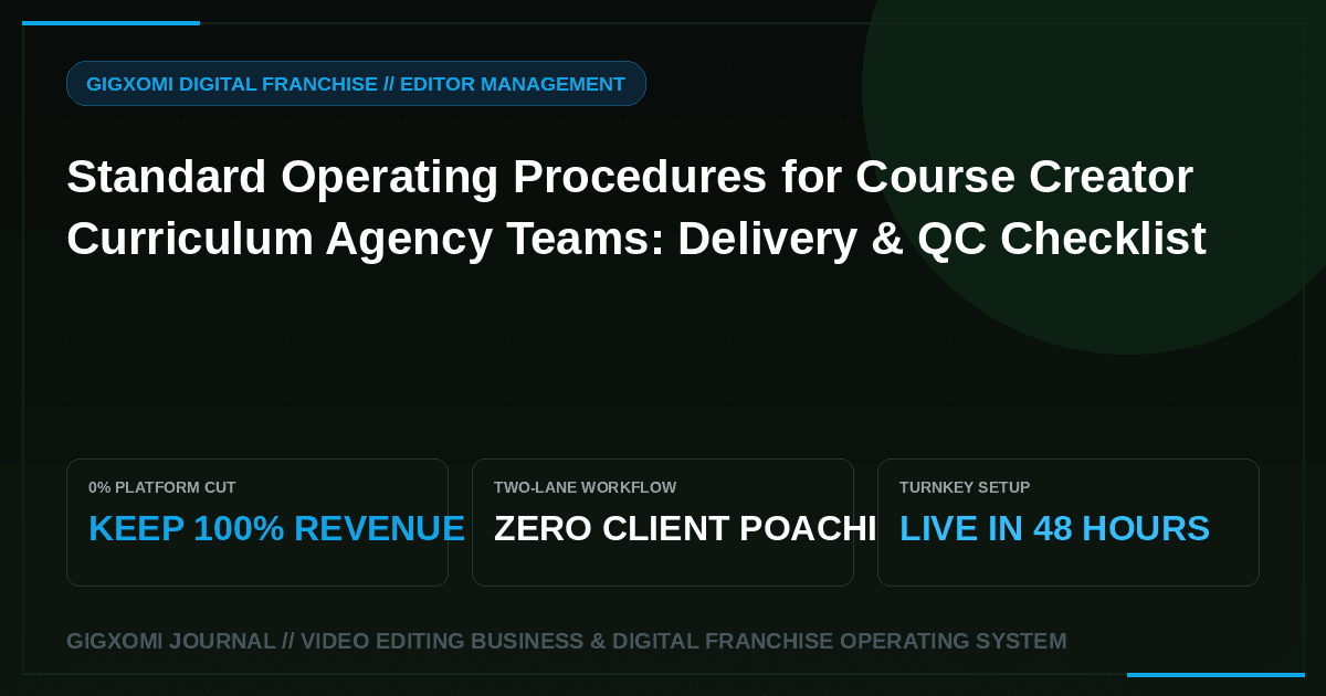 Standard Operating Procedures for Course Creator Curriculum Agency Teams: Delivery & QC Checklist
