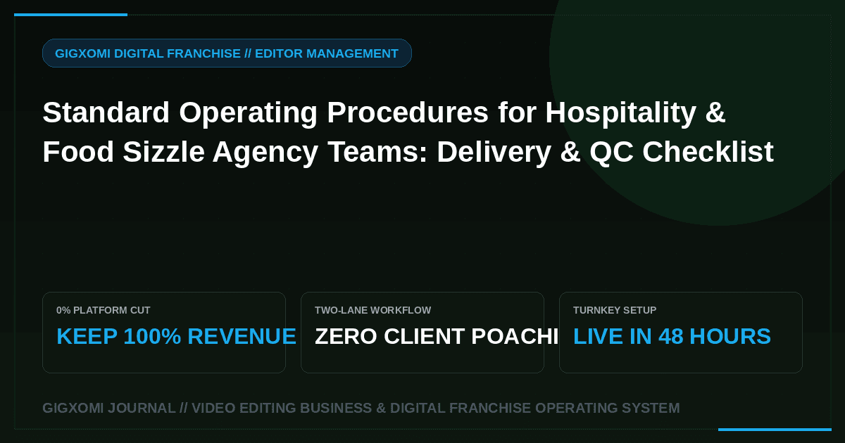 Standard Operating Procedures for Hospitality & Food Sizzle Agency Teams: Delivery & QC Checklist