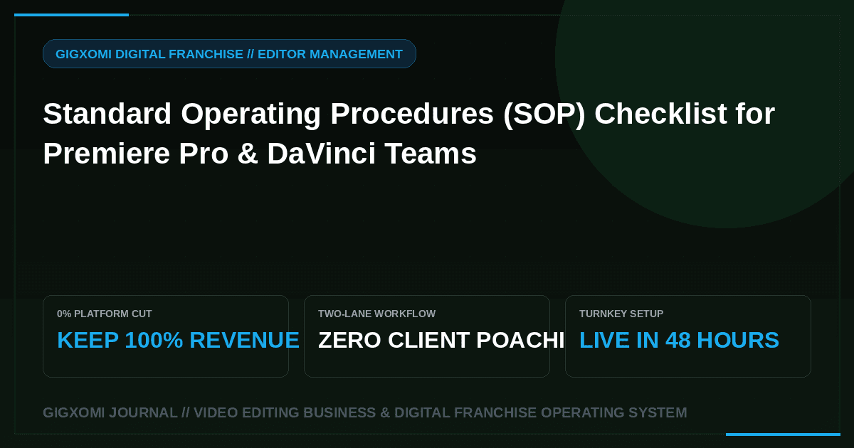 Standard Operating Procedures (SOP) Checklist for Premiere Pro & DaVinci Teams